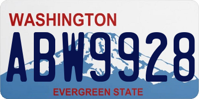 WA license plate ABW9928