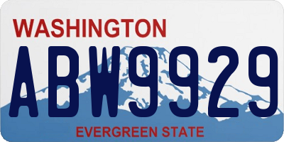 WA license plate ABW9929