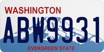 WA license plate ABW9931