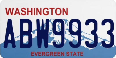 WA license plate ABW9933