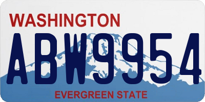 WA license plate ABW9954
