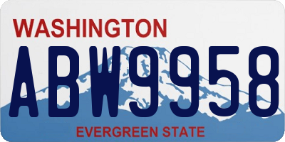 WA license plate ABW9958
