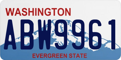 WA license plate ABW9961