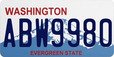 WA license plate ABW9980