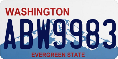WA license plate ABW9983