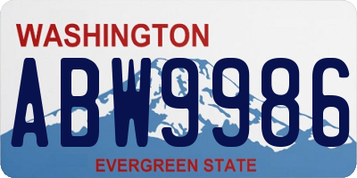 WA license plate ABW9986