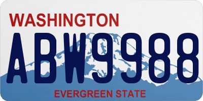 WA license plate ABW9988