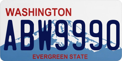 WA license plate ABW9990