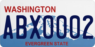 WA license plate ABX0002