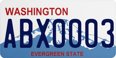 WA license plate ABX0003