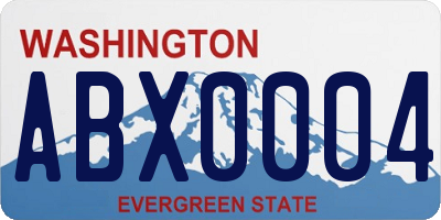 WA license plate ABX0004