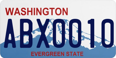 WA license plate ABX0010