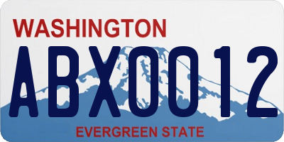 WA license plate ABX0012