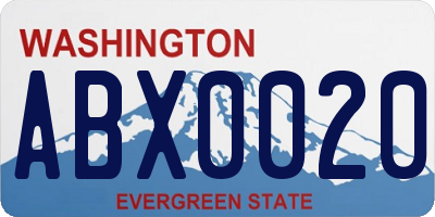 WA license plate ABX0020