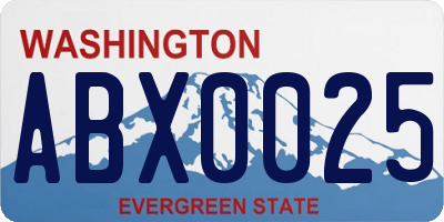 WA license plate ABX0025