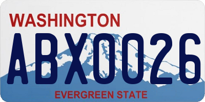 WA license plate ABX0026