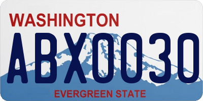 WA license plate ABX0030