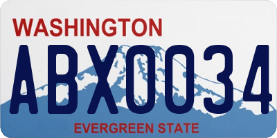 WA license plate ABX0034