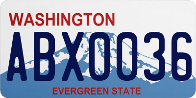 WA license plate ABX0036
