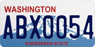 WA license plate ABX0054
