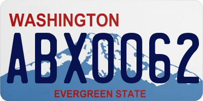WA license plate ABX0062