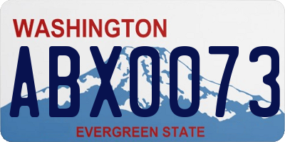 WA license plate ABX0073
