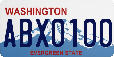 WA license plate ABX0100