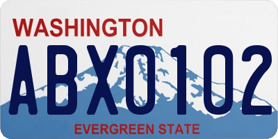 WA license plate ABX0102