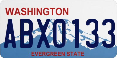 WA license plate ABX0133