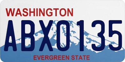 WA license plate ABX0135