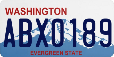WA license plate ABX0189