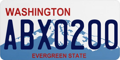WA license plate ABX0200