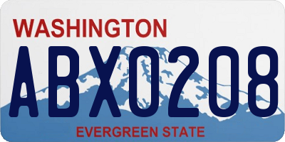 WA license plate ABX0208