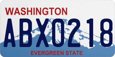 WA license plate ABX0218