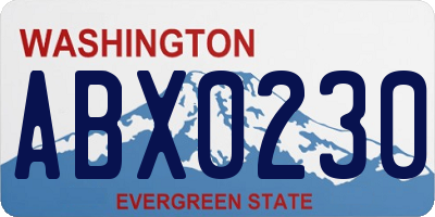WA license plate ABX0230