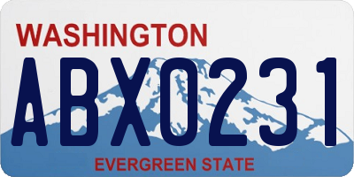 WA license plate ABX0231