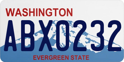 WA license plate ABX0232