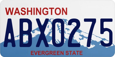 WA license plate ABX0275