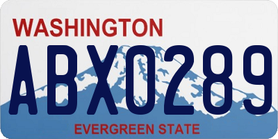 WA license plate ABX0289