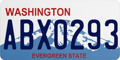 WA license plate ABX0293