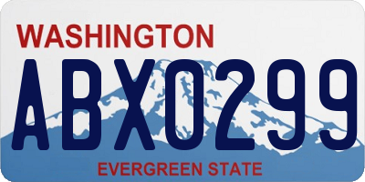 WA license plate ABX0299