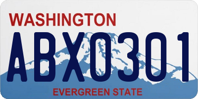 WA license plate ABX0301