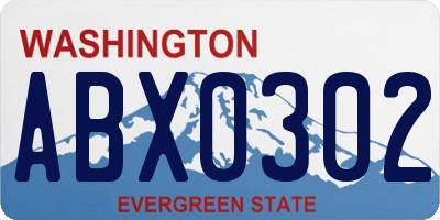 WA license plate ABX0302