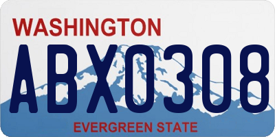 WA license plate ABX0308