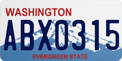 WA license plate ABX0315