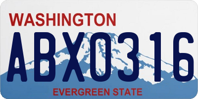 WA license plate ABX0316
