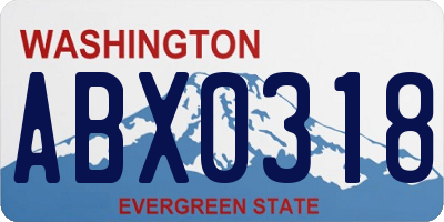 WA license plate ABX0318