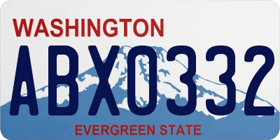 WA license plate ABX0332