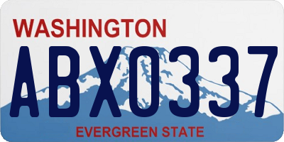 WA license plate ABX0337