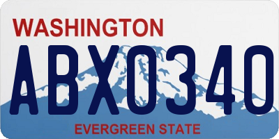 WA license plate ABX0340